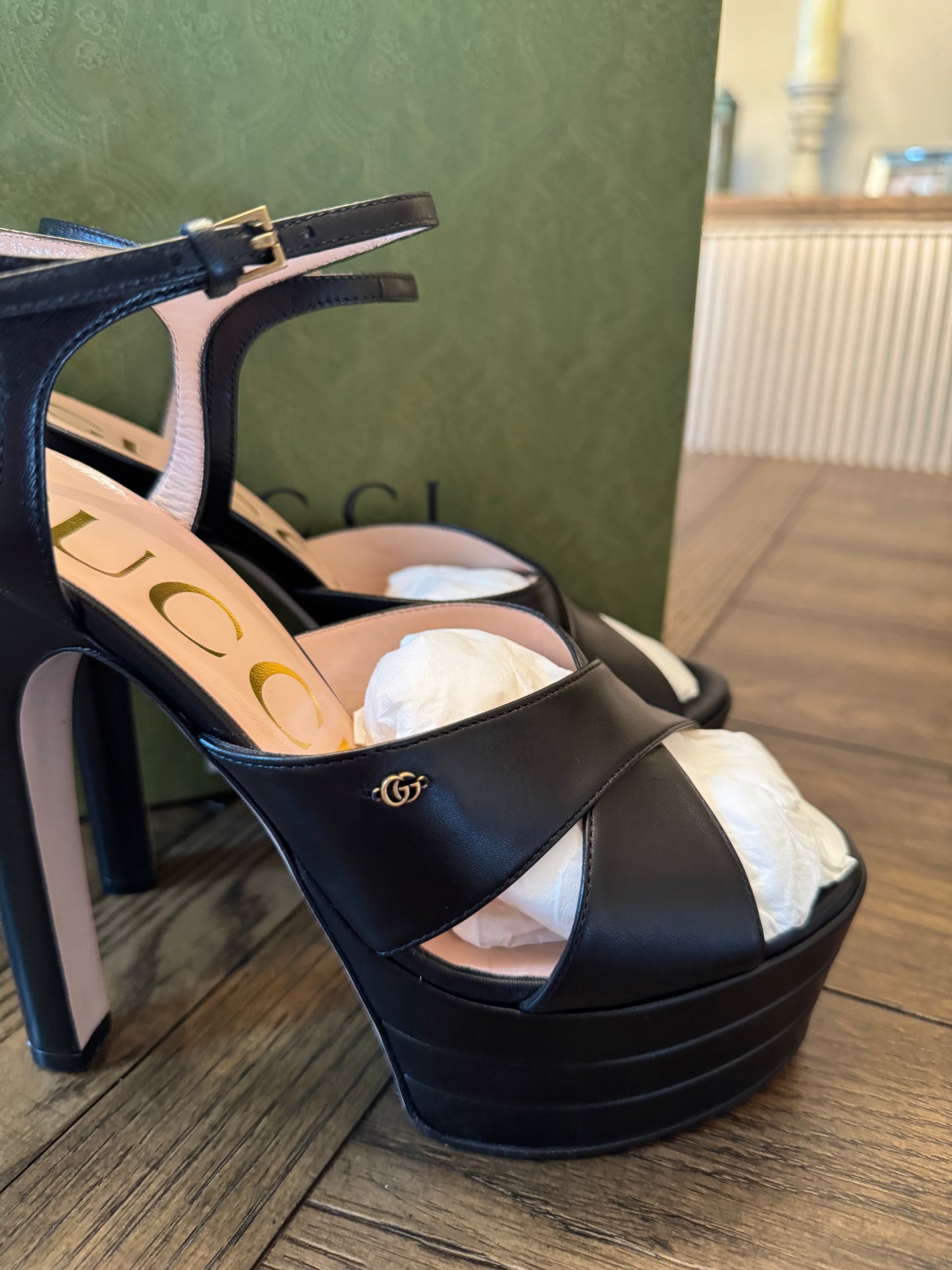 Gucci Black Marmont Heels 38