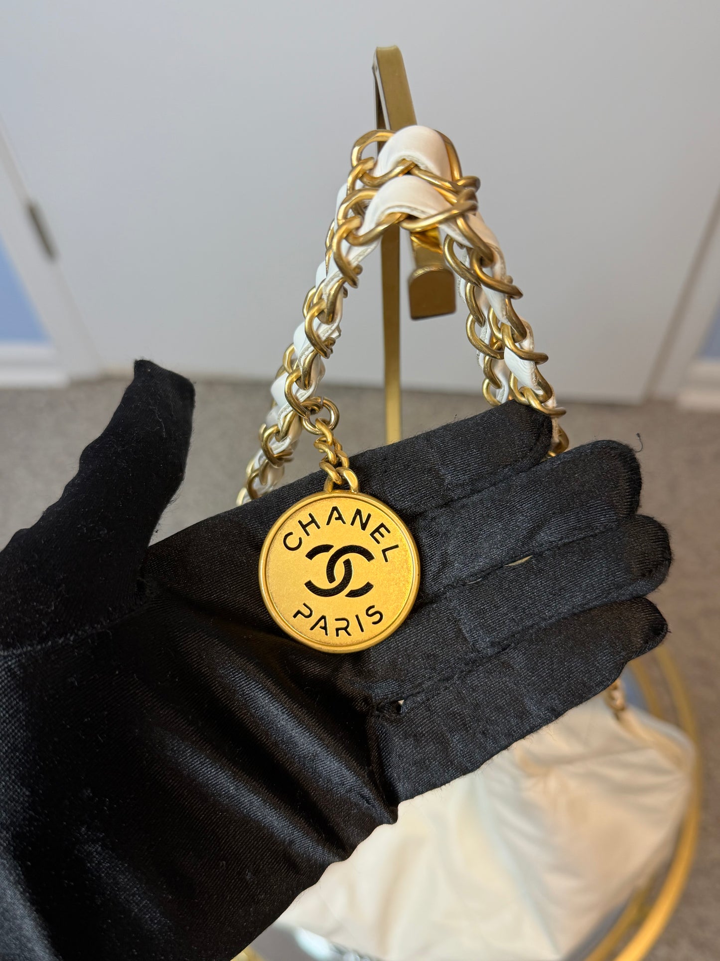 Chanel Shiny Calfskin Quilted Small Chanel 22 White