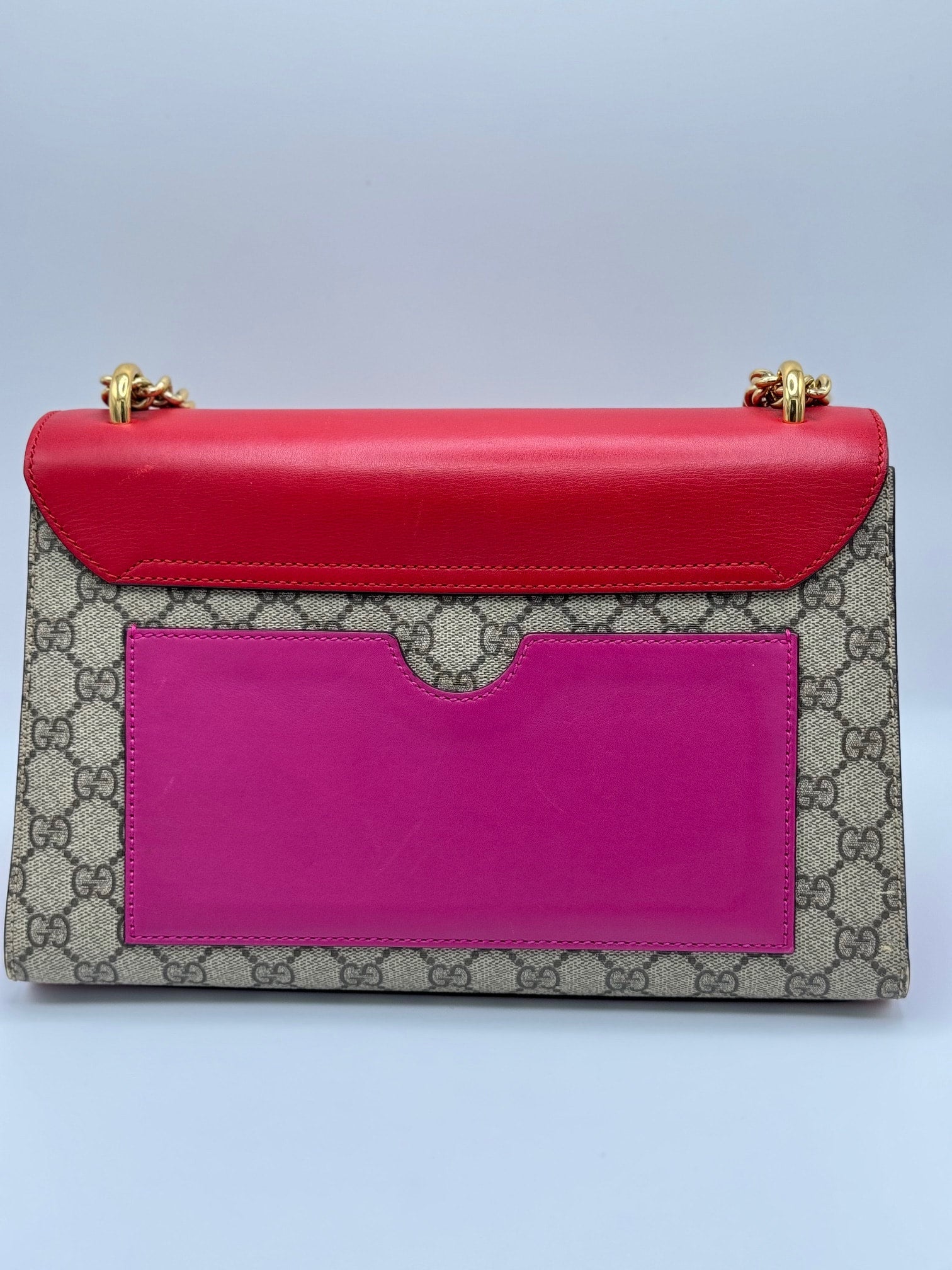 Gucci Red GG Supreme Coated Canvas Padlock Medium Shoulder Bag | Designerfindsforless