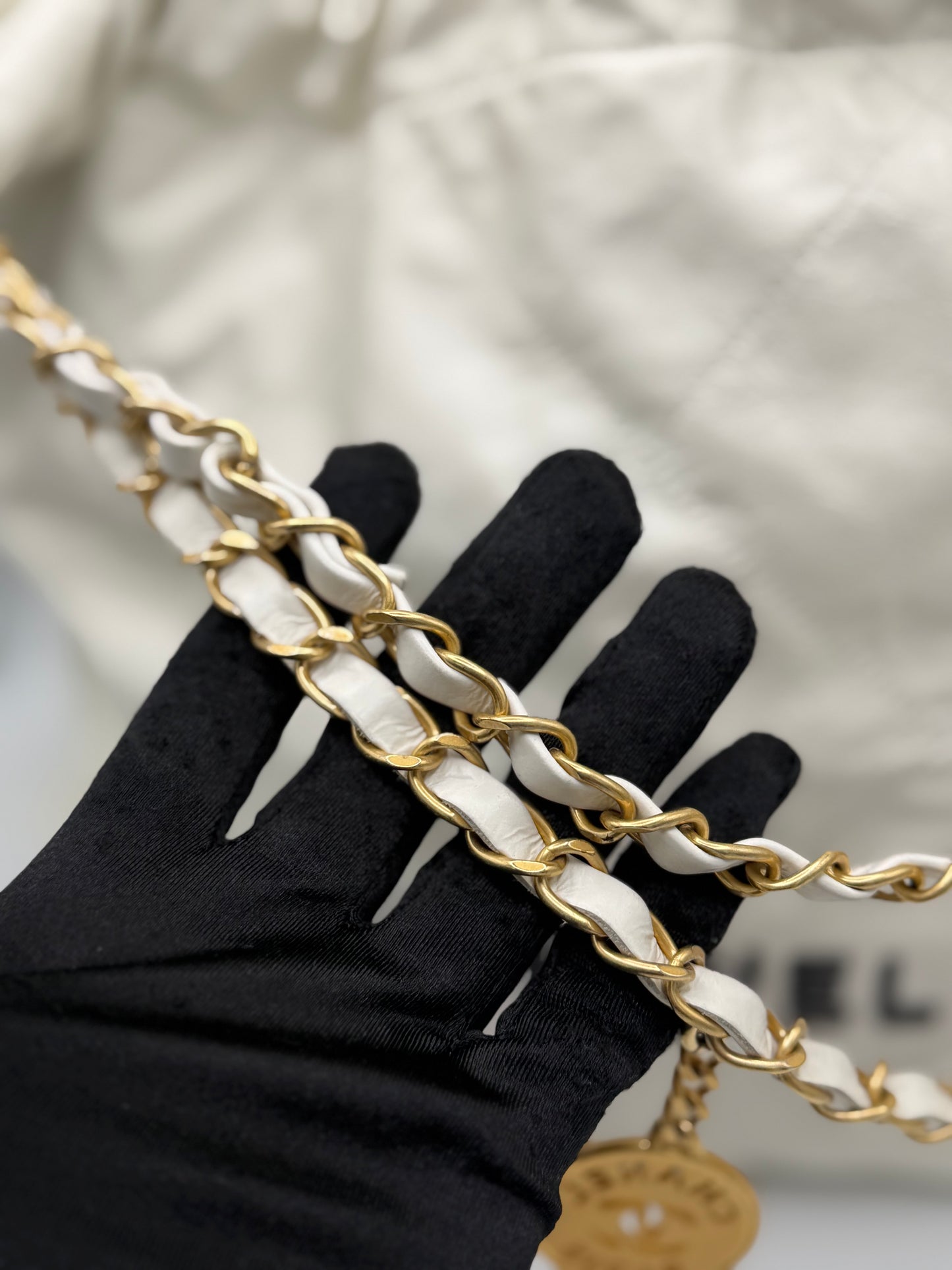 Chanel Shiny Calfskin Quilted Small Chanel 22 White