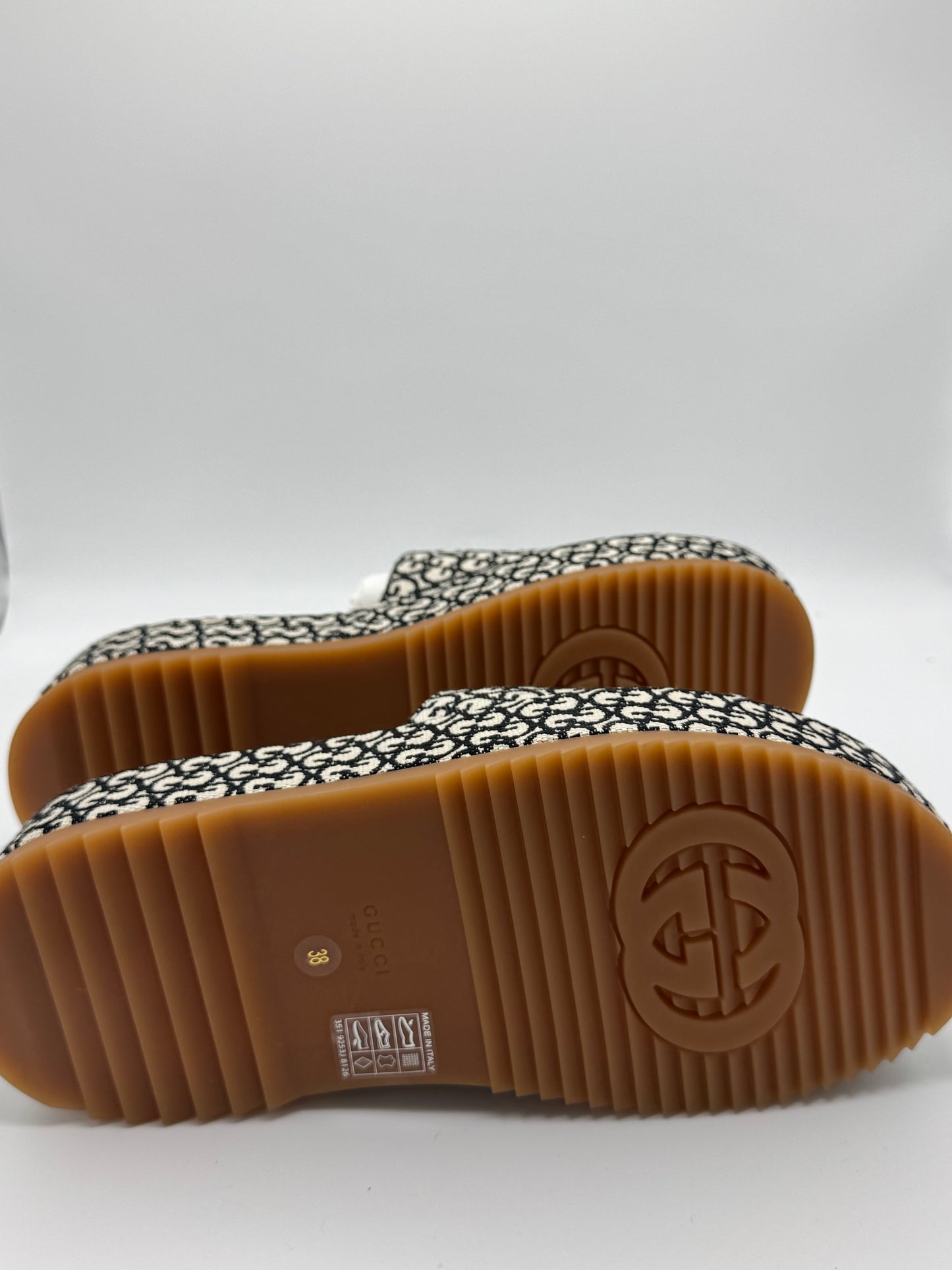 Gucci Angelina GG Monogram Platform Slide Sandals 38