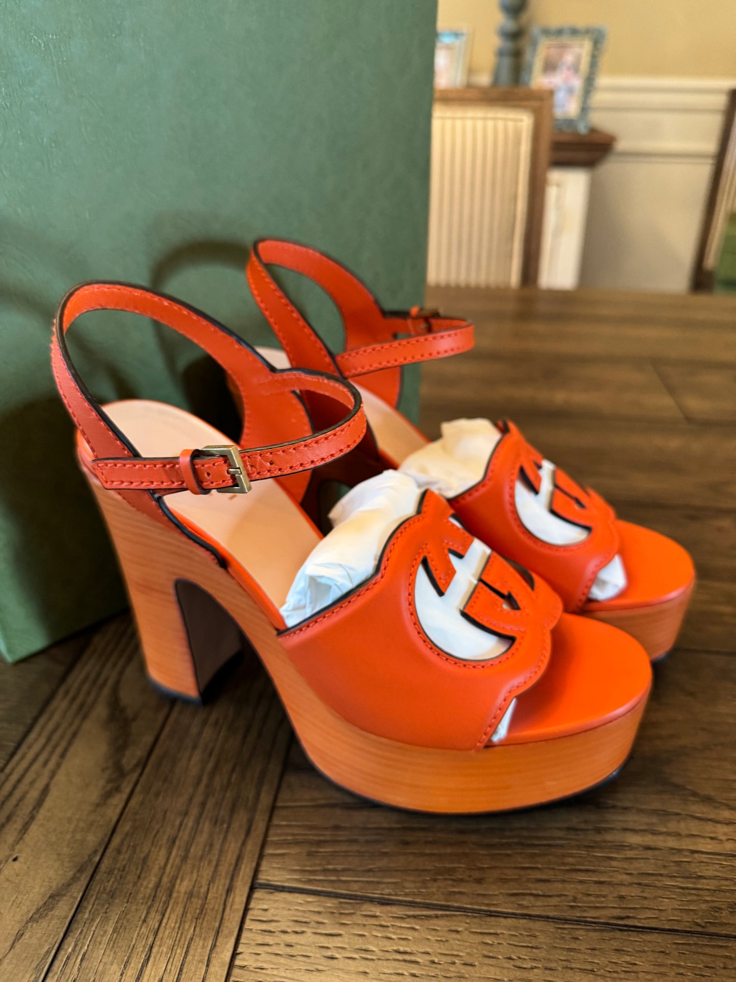 Gucci Interlocking GG Orange Heels