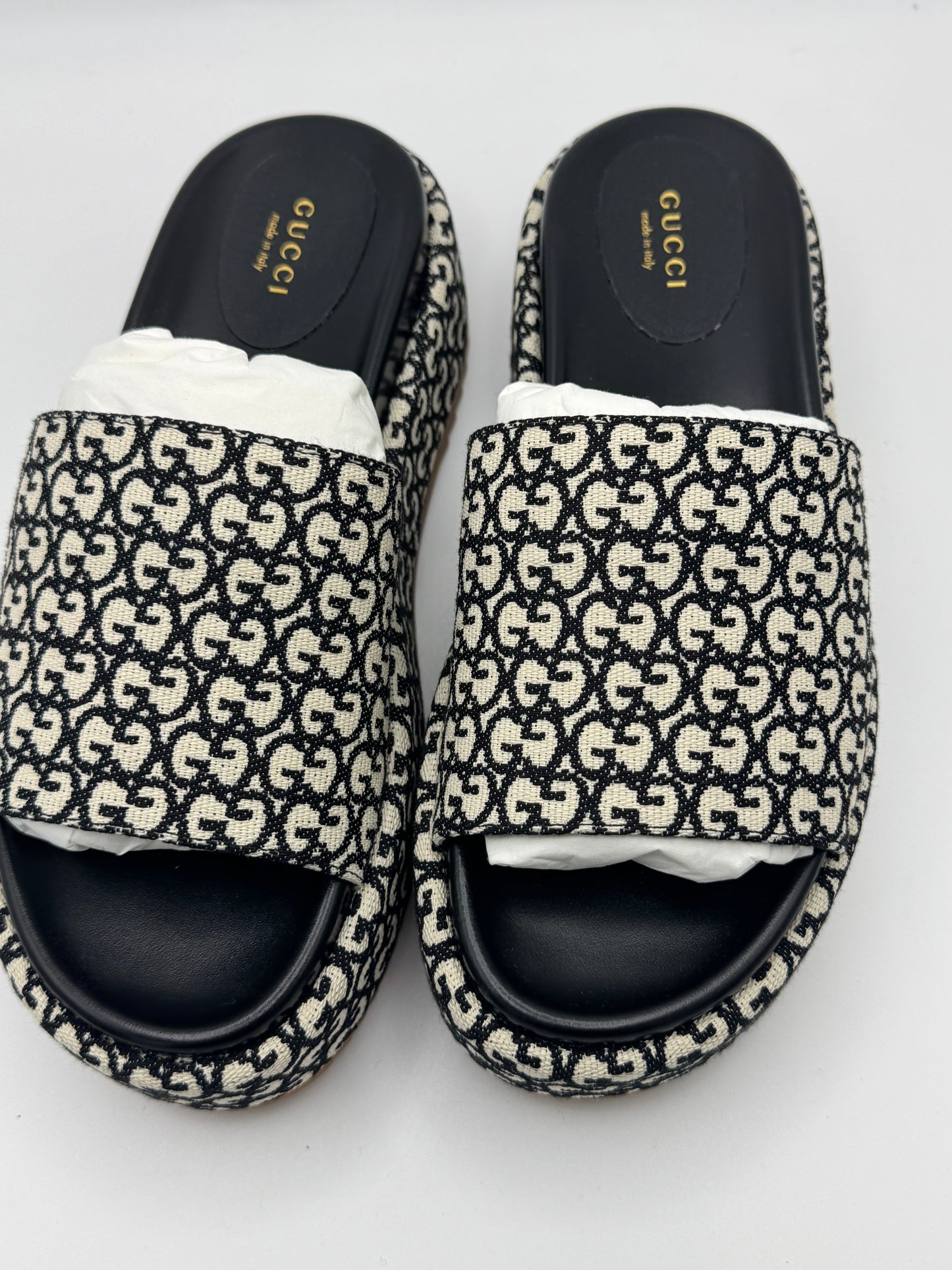 Gucci Angelina GG Monogram Platform Slide Sandals 38