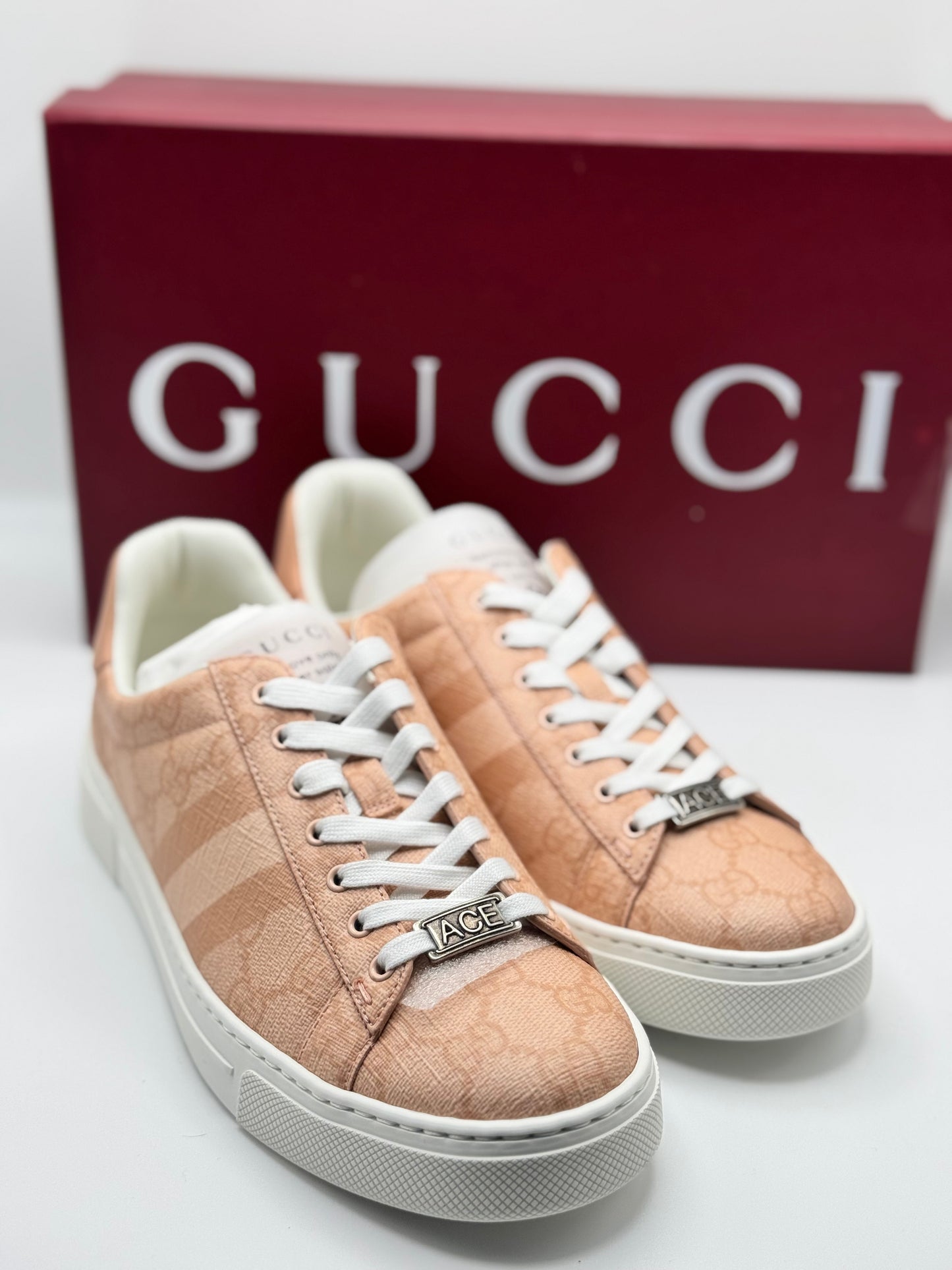 Gucci Pink Womens Ace Sneakers 37.5