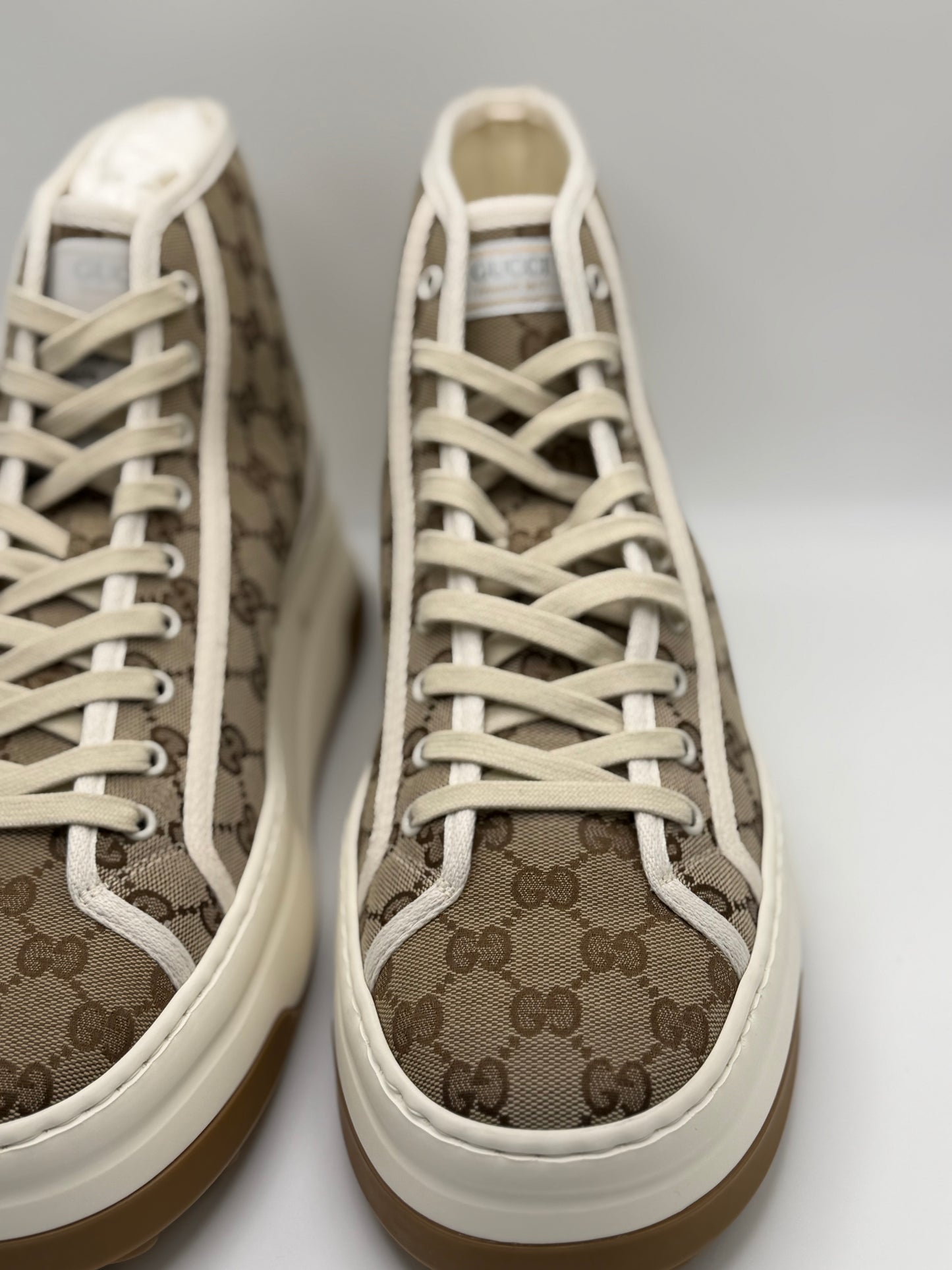 Gucci Mens Beige GG Canvas Tennis 1977 High Top Sneakers 13