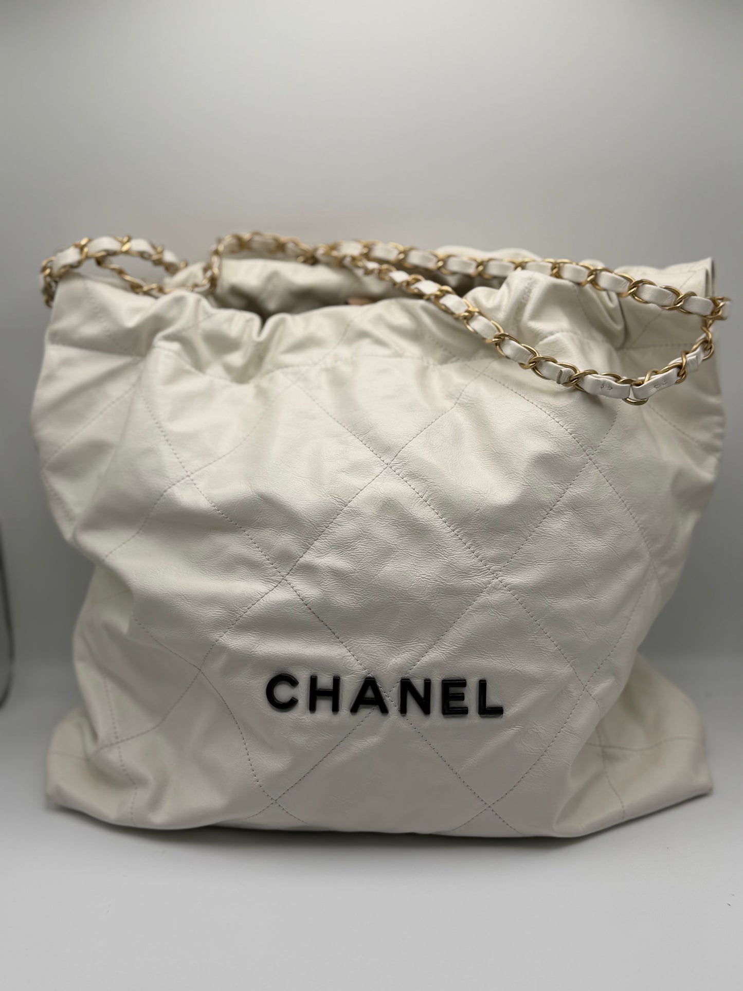 Chanel Shiny Calfskin Quilted Small Chanel 22 White