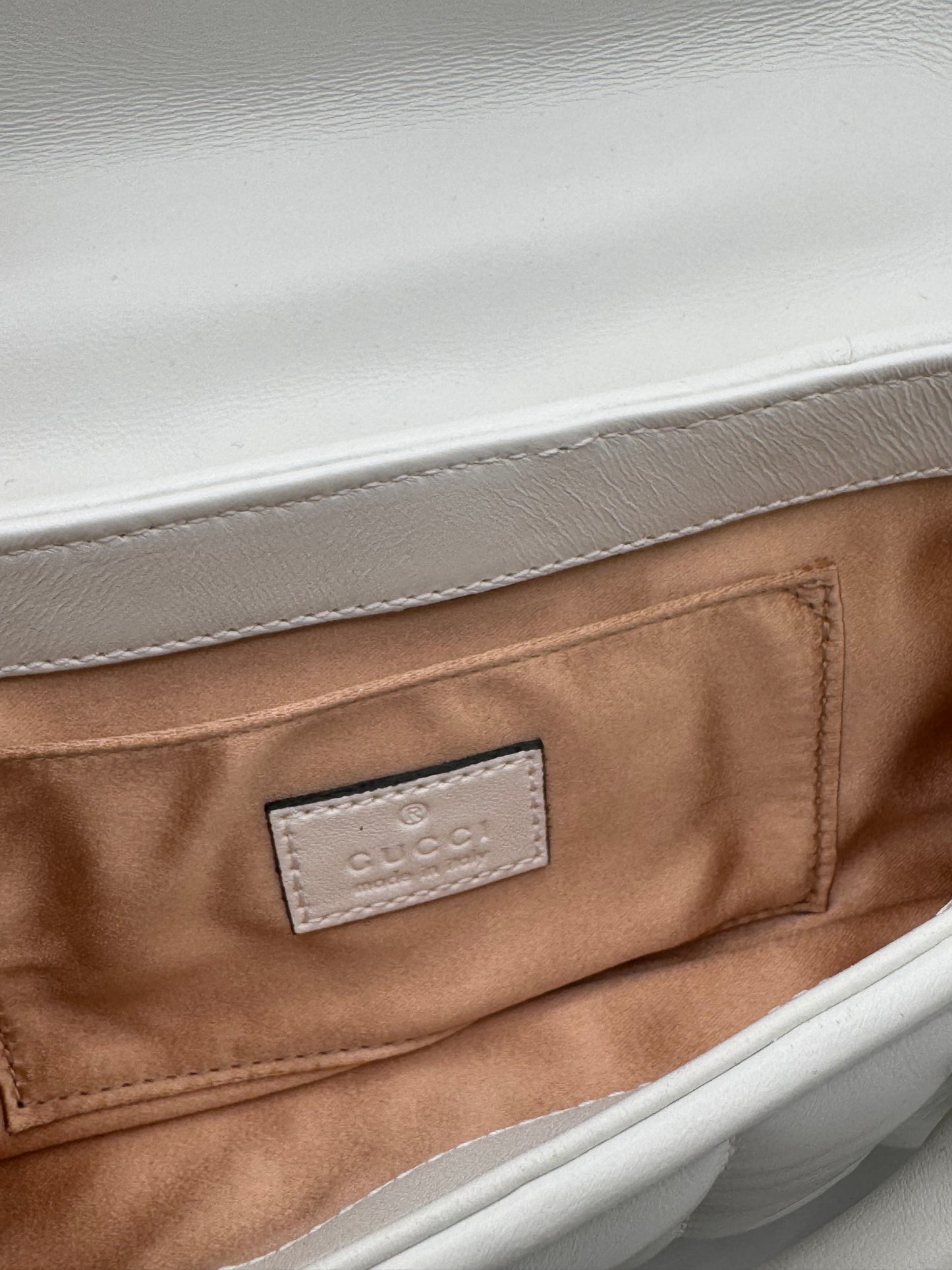 Gucci Nappa Vertical Matelasse Small Maxi Horsebit Chain Shoulder Bag Great White