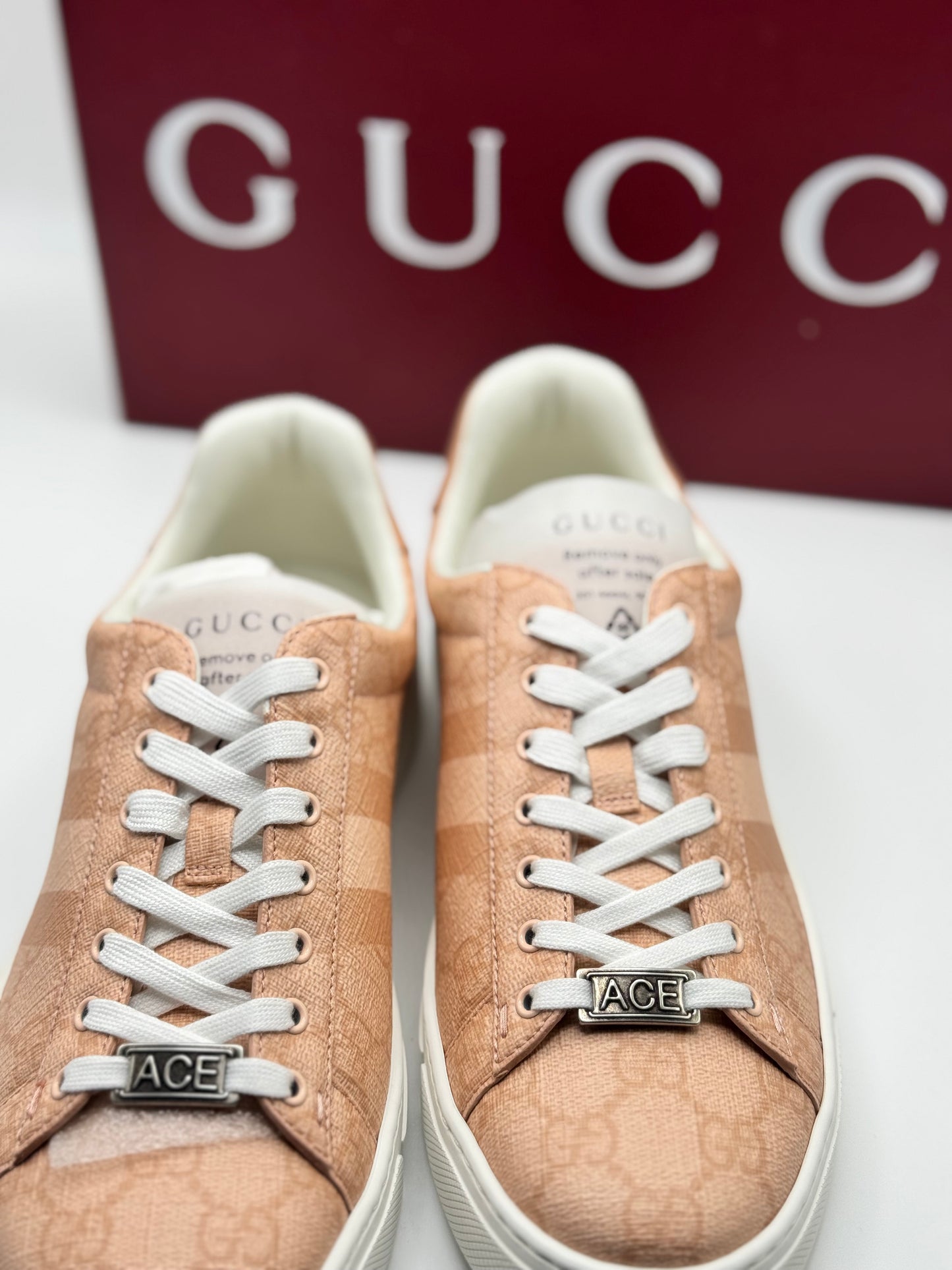 Gucci Pink Womens Ace Sneakers 37.5