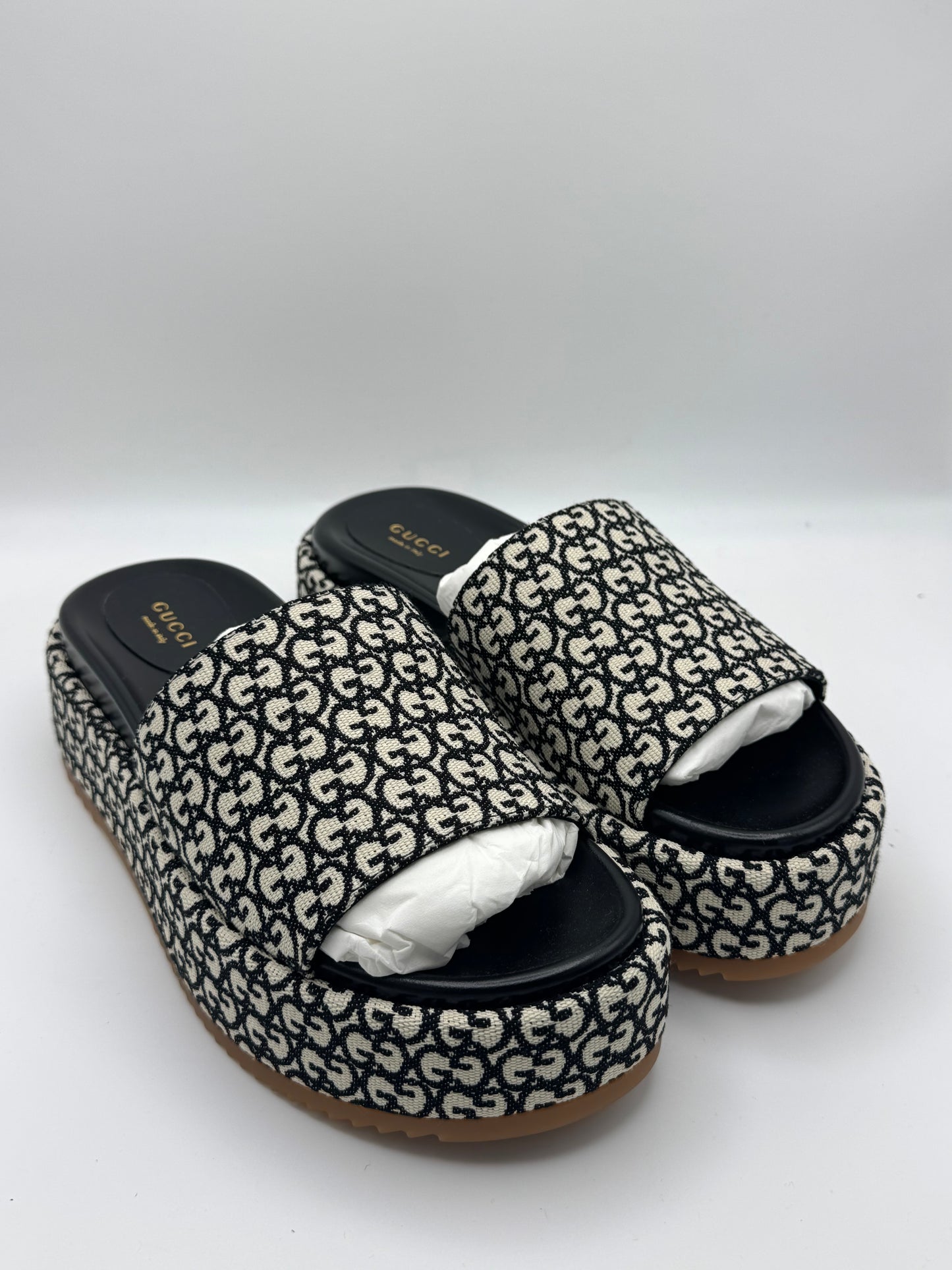 Gucci Angelina GG Monogram Platform Slide Sandals 38