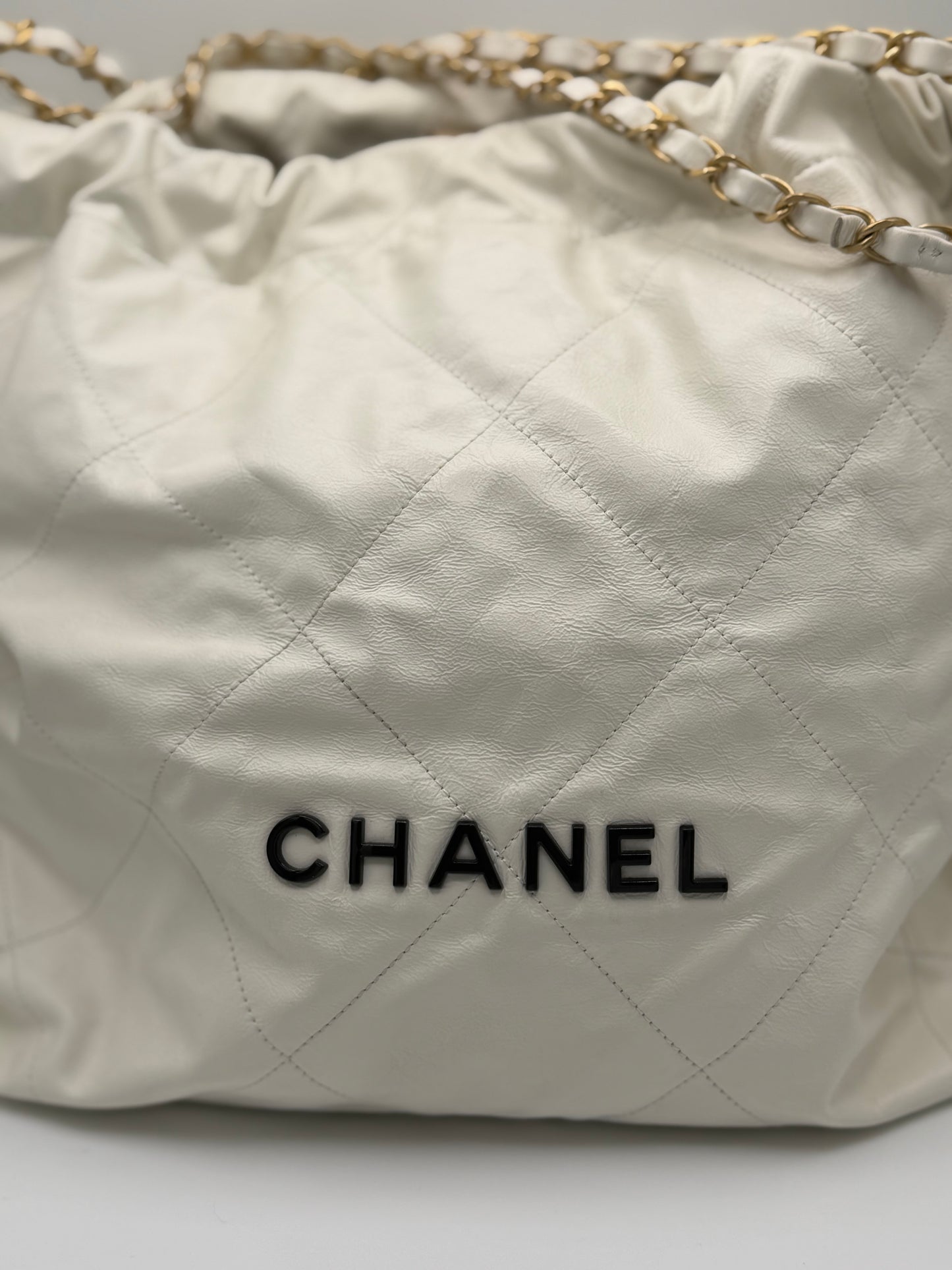 Chanel Shiny Calfskin Quilted Small Chanel 22 White