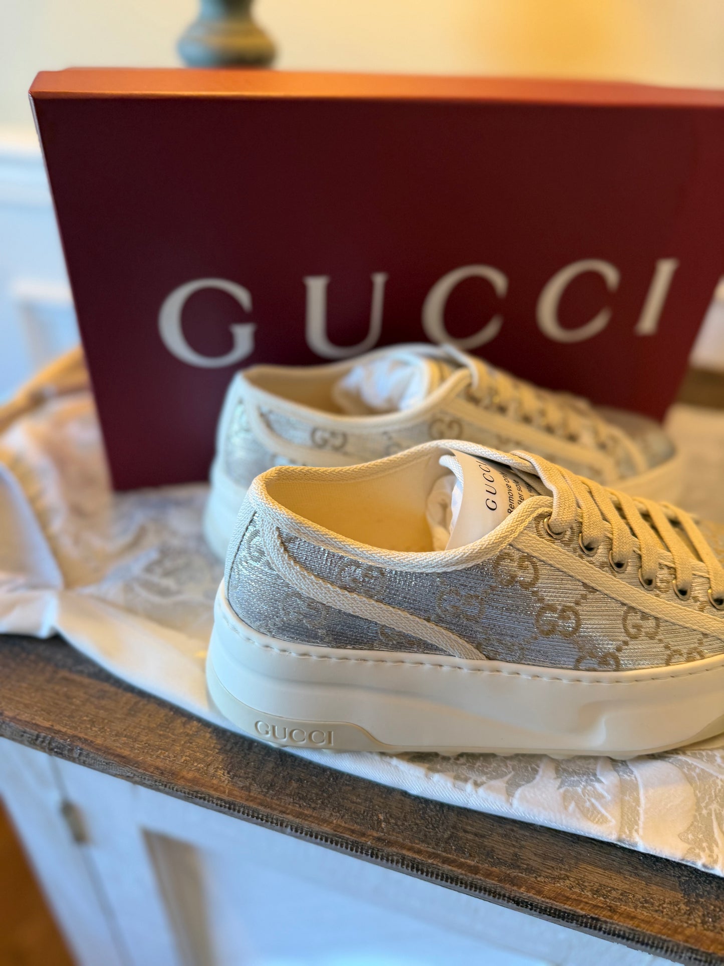 Gucci Silver GG Women’s Sneakers 37