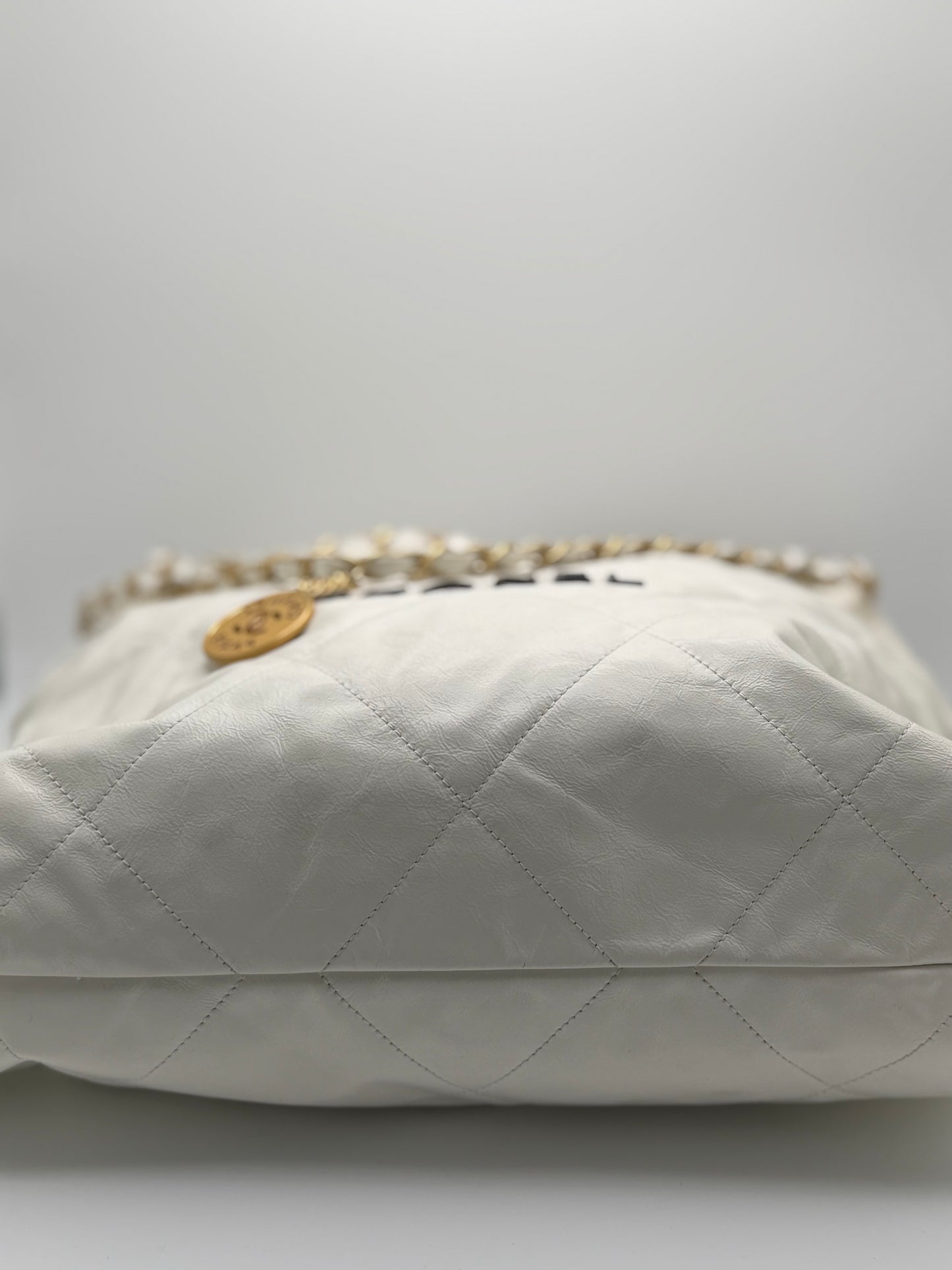 Chanel Shiny Calfskin Quilted Small Chanel 22 White