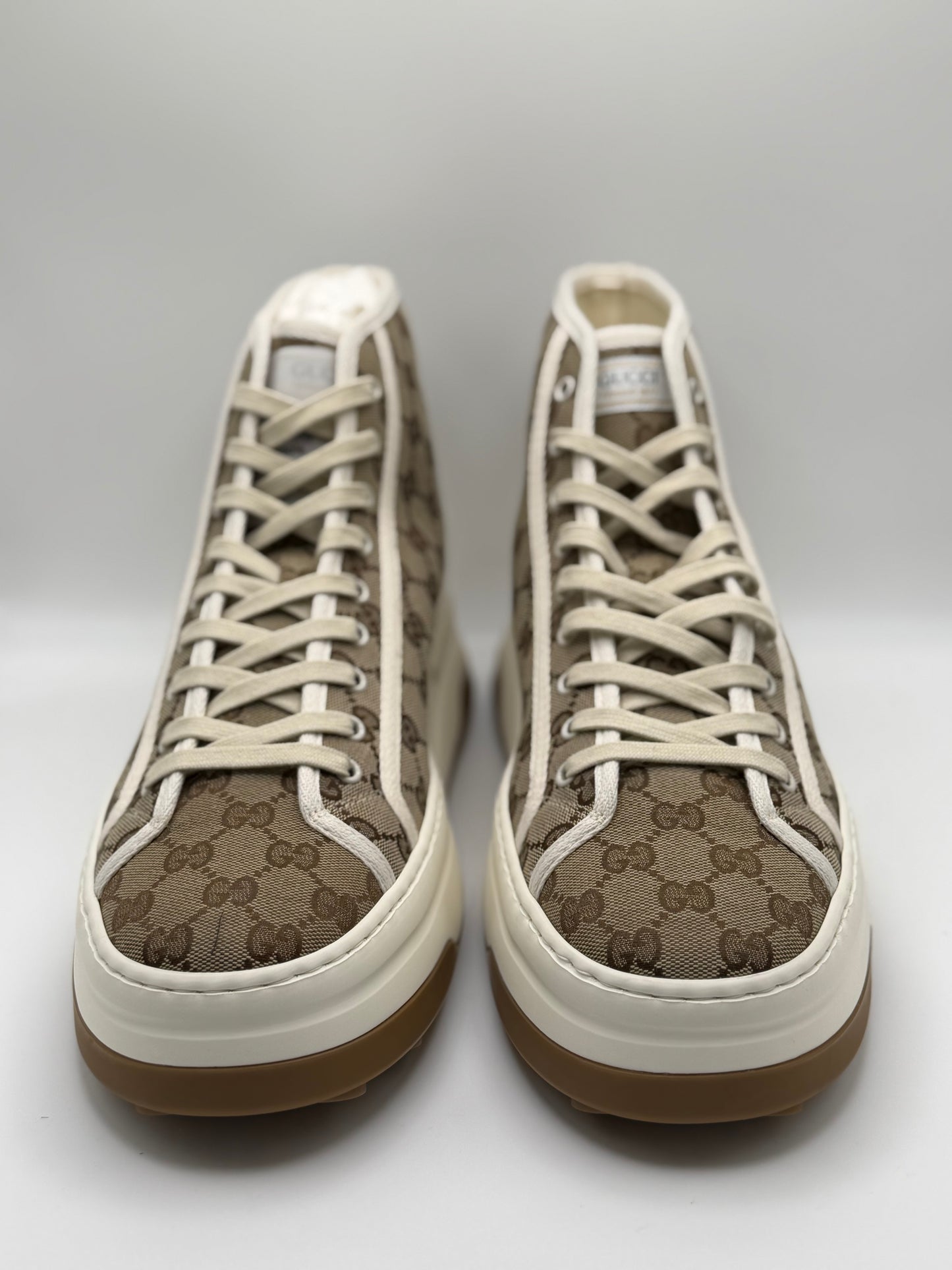 Gucci Mens Beige GG Canvas Tennis 1977 High Top Sneakers 13