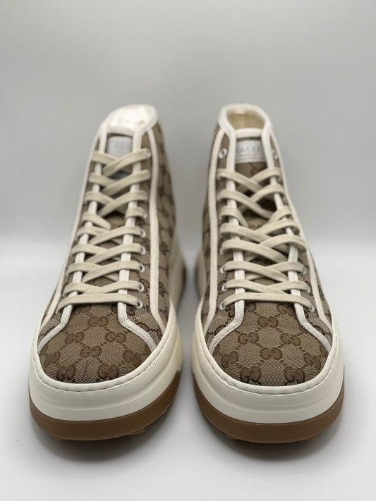 Gucci Mens Beige GG Canvas Tennis 1977 High Top Sneakers 13