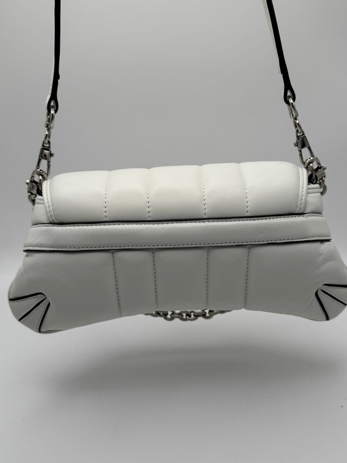 Gucci Nappa Vertical Matelasse Small Maxi Horsebit Chain Shoulder Bag Great White