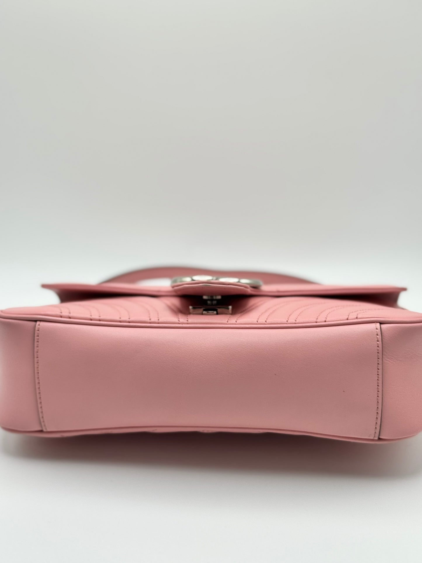 Gucci Calfskin Matelasse Small GG Marmont Shoulder Bag Wild Rose