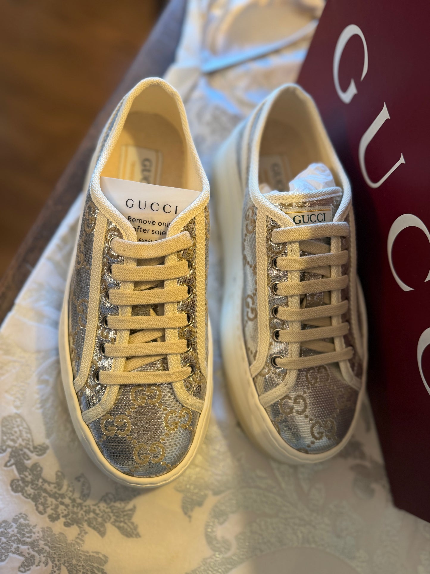Gucci Silver GG Women’s Sneakers 37