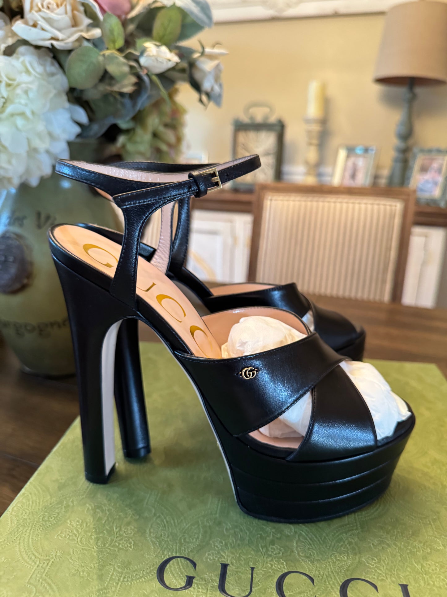Gucci Black Marmont Heels 38