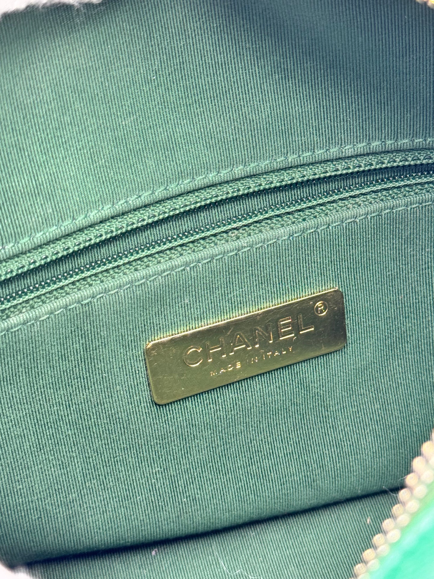 Chanel Goatskin Quilted Chain Infinity Camera Case Green