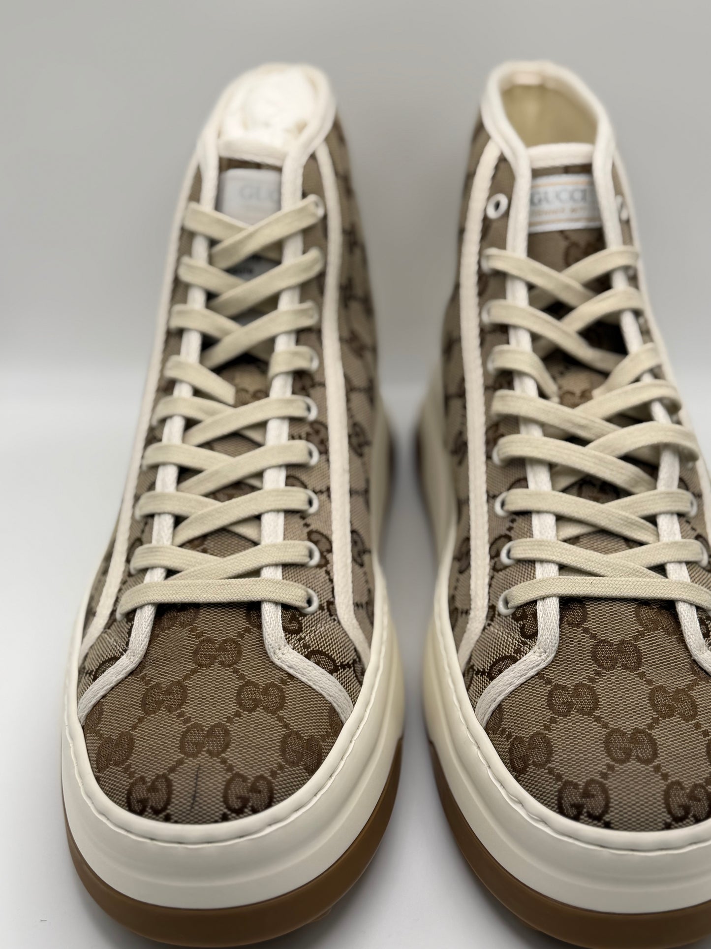 Gucci Mens Beige GG Canvas Tennis 1977 High Top Sneakers 13