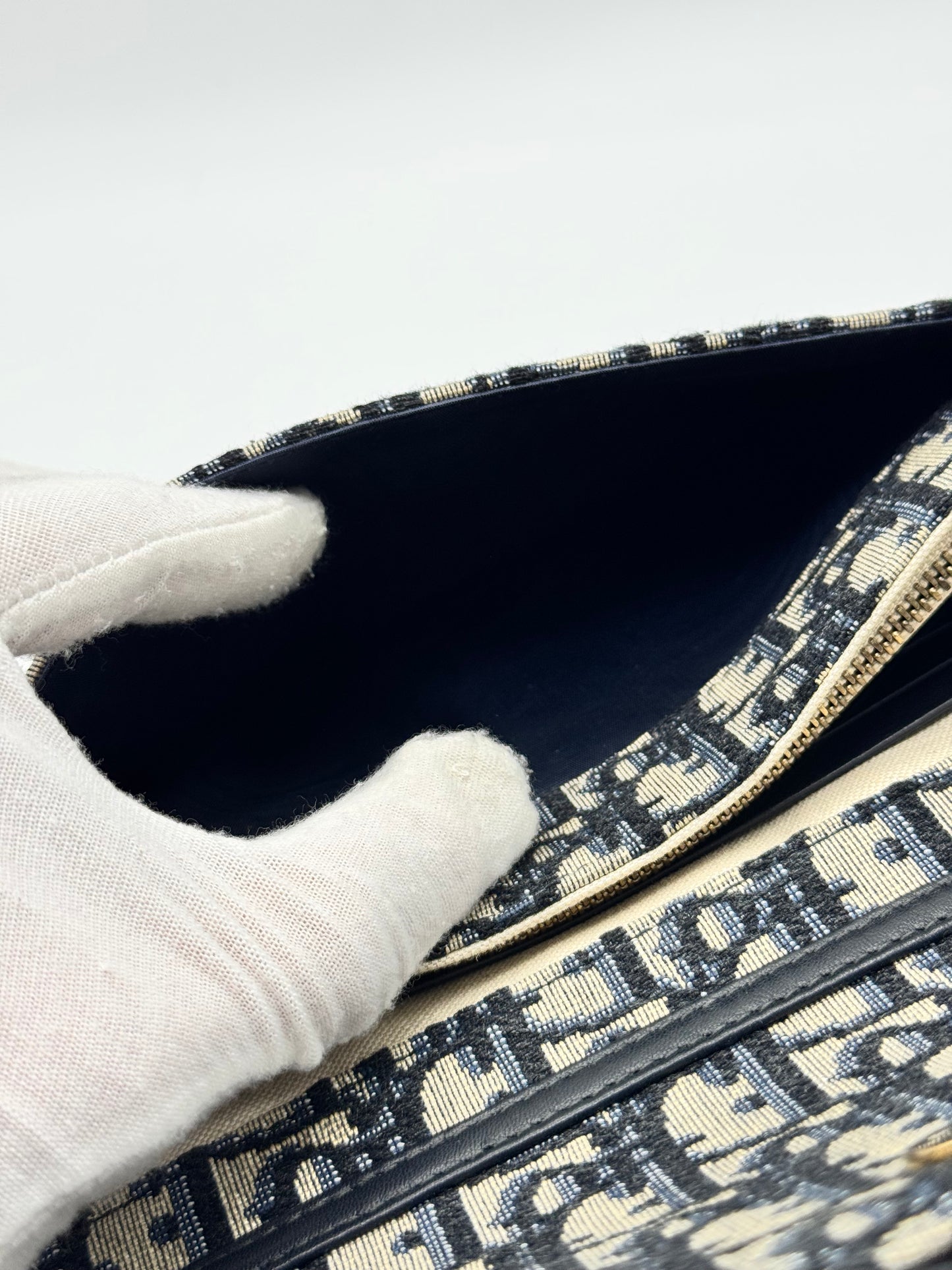 Dior Medium Saddle Pouch with Chain Blue Dior Oblique Jacquard