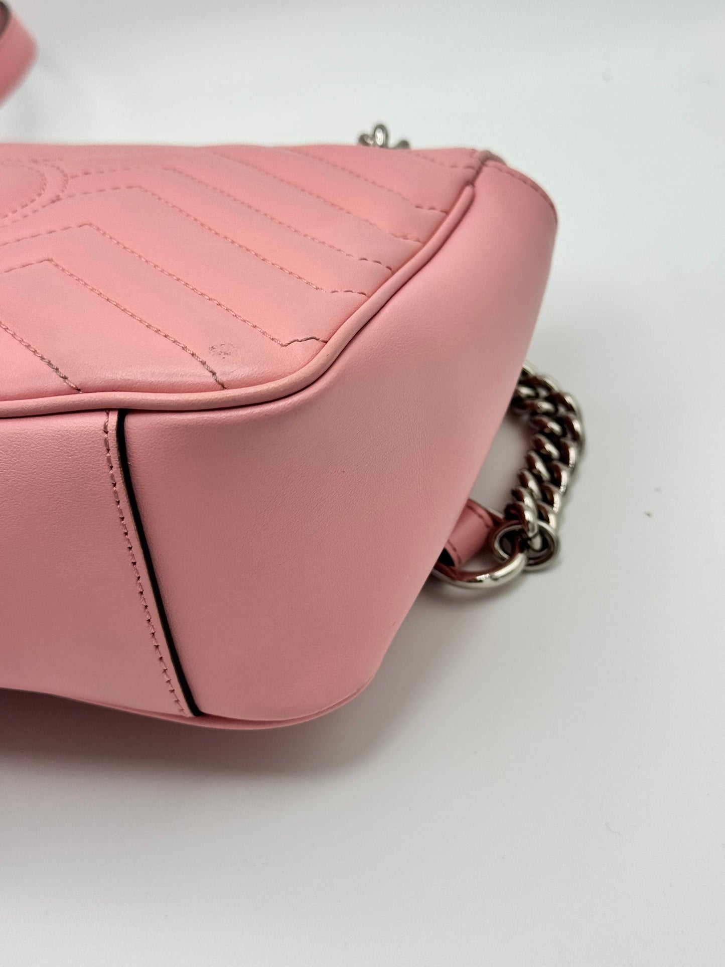 Gucci Calfskin Matelasse Small GG Marmont Shoulder Bag Wild Rose