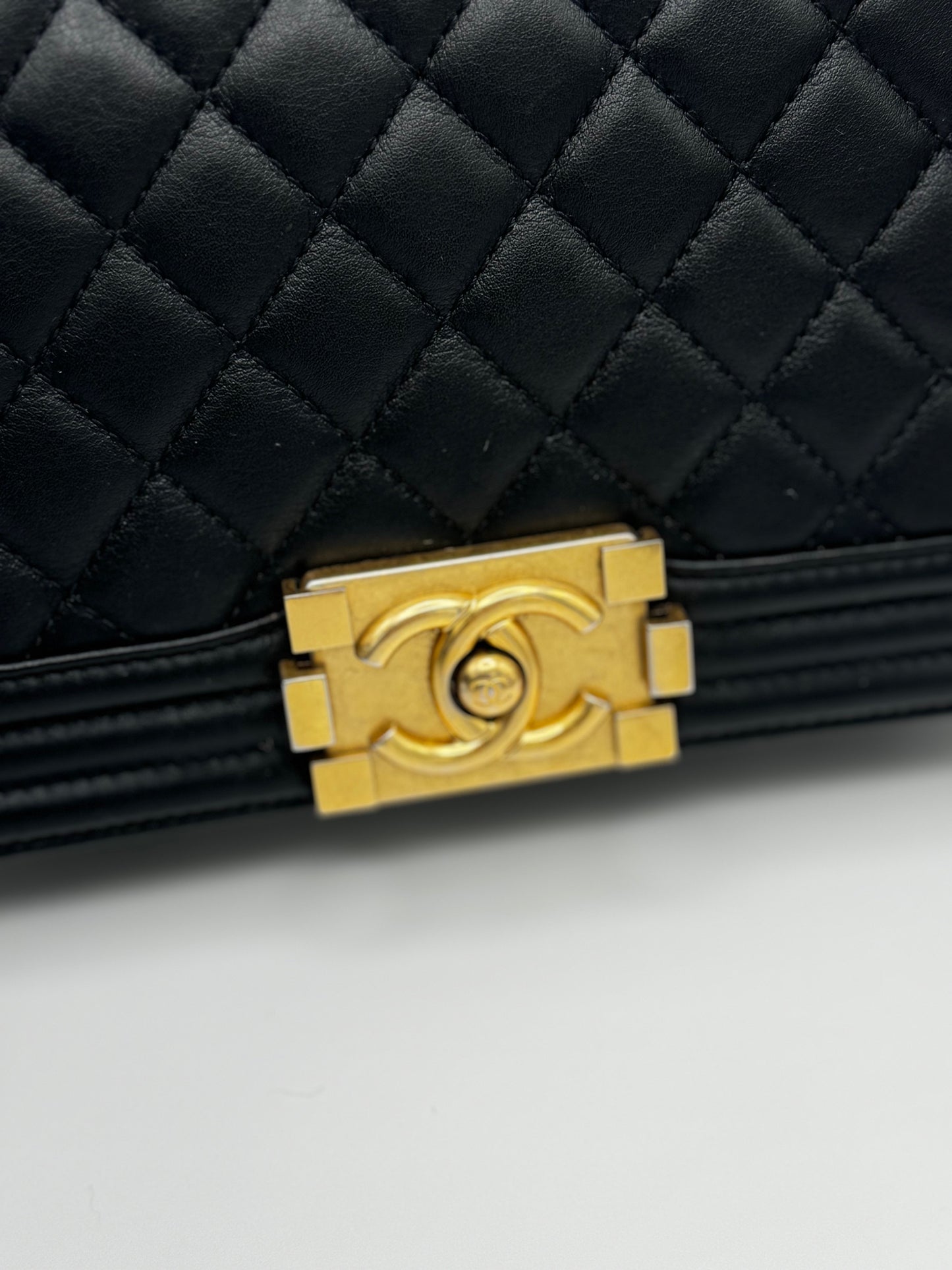 Chanel Lambskin Quilted Lambskin Medium Boy Flap Black GHW