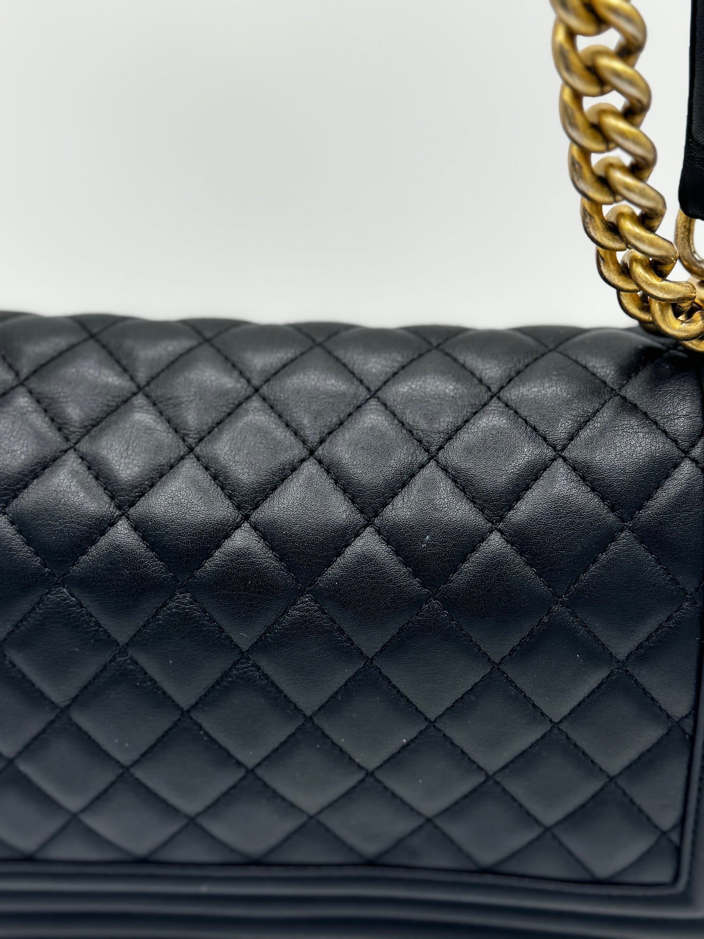 Chanel Lambskin Quilted Lambskin Medium Boy Flap Black GHW