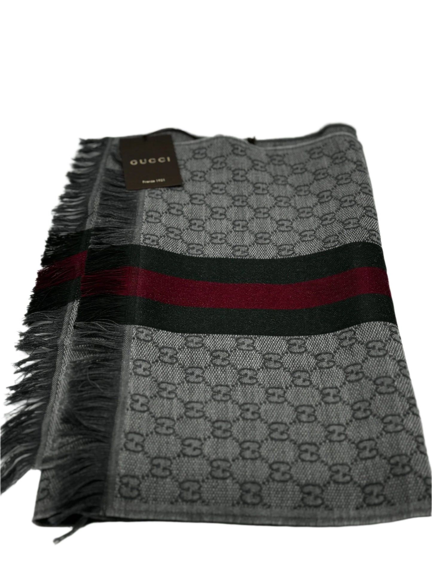 Gucci Wool Web Stipe Monogram Scarf