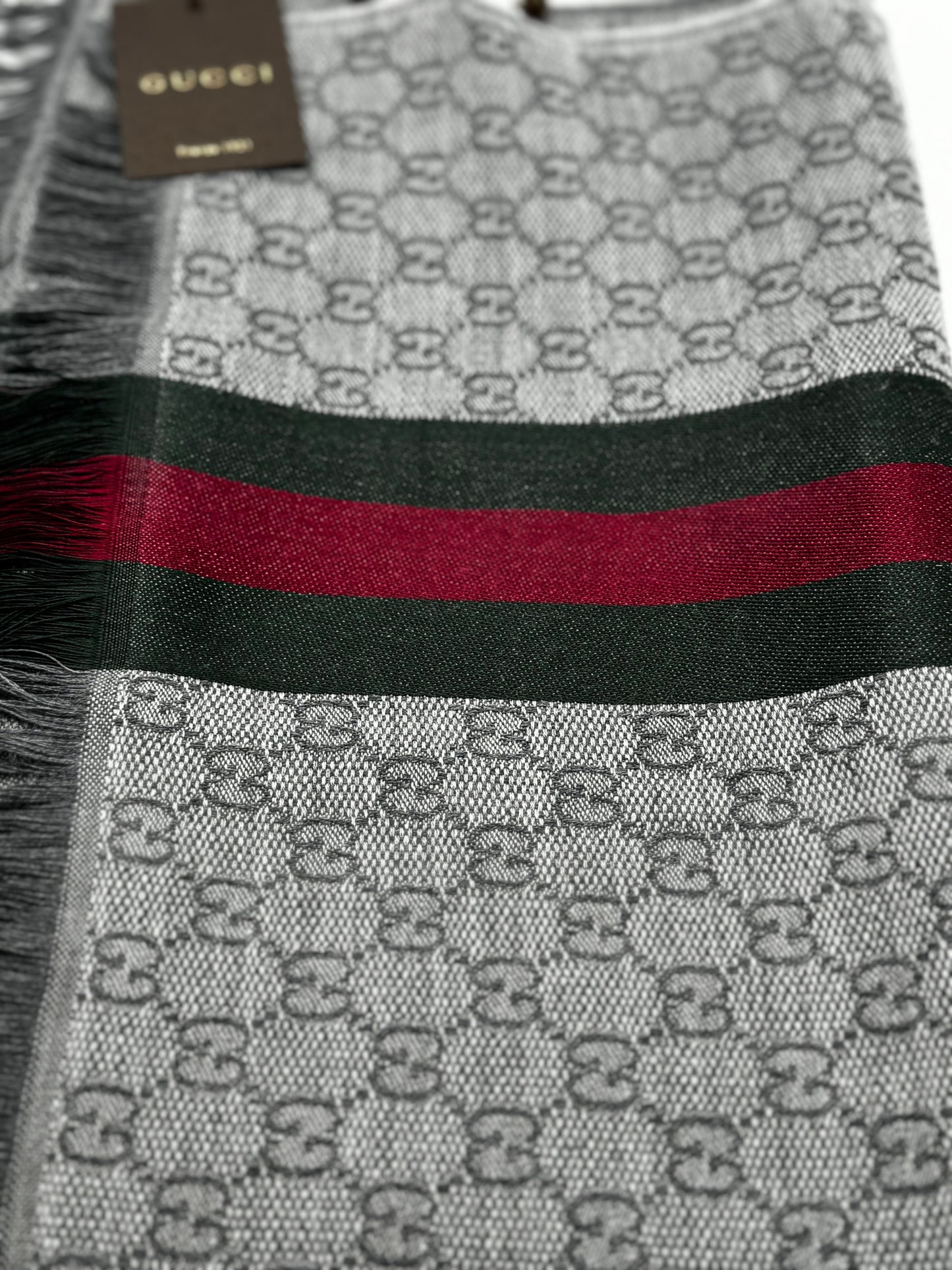 Gucci Wool Web Stipe Monogram Scarf