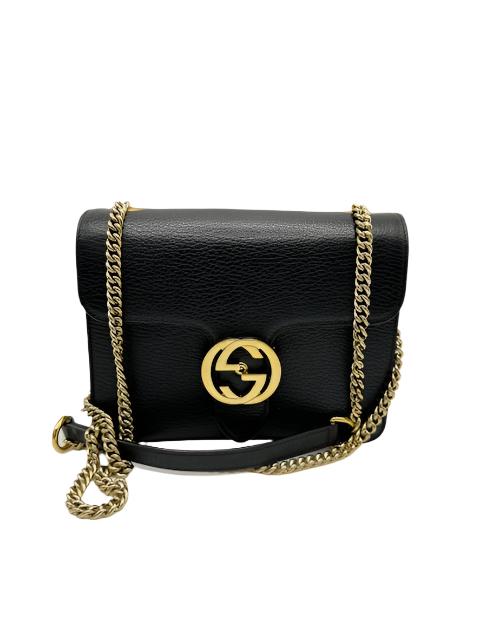 Gucci Dollar Calfskin Small Interlocking G Shoulder Bag Black