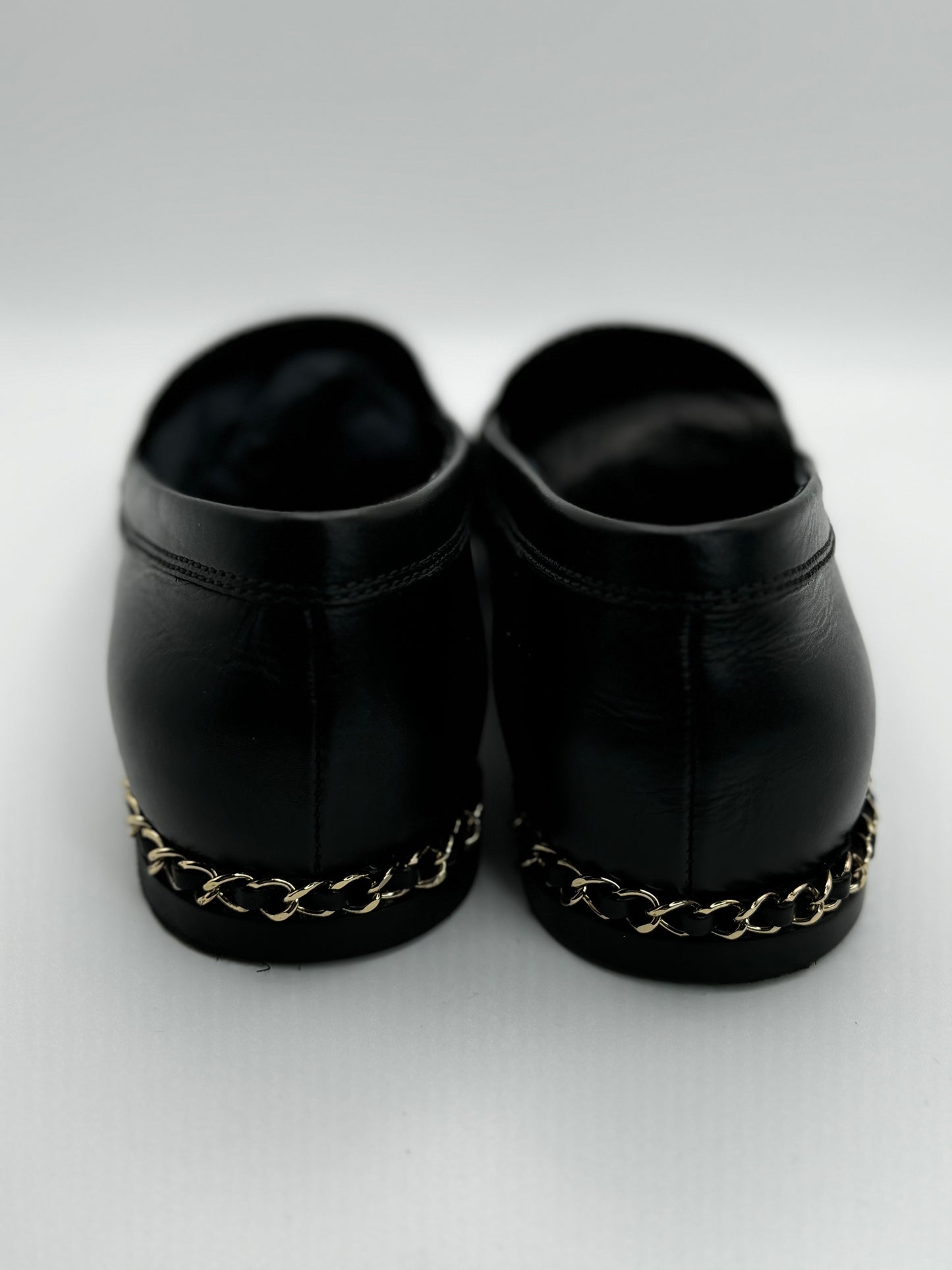 Chanel Calfskin CC Mocassin Loafers 40 Black