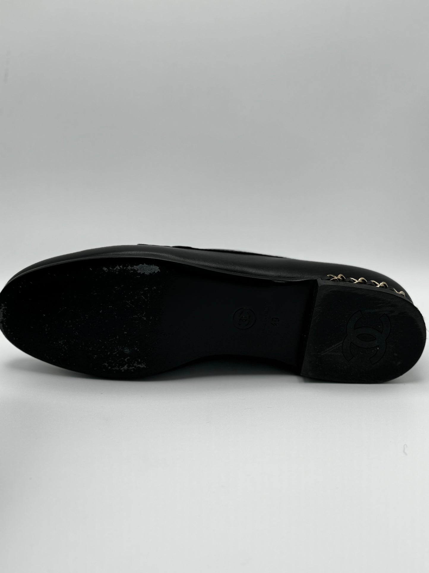 Chanel Calfskin CC Mocassin Loafers 40 Black