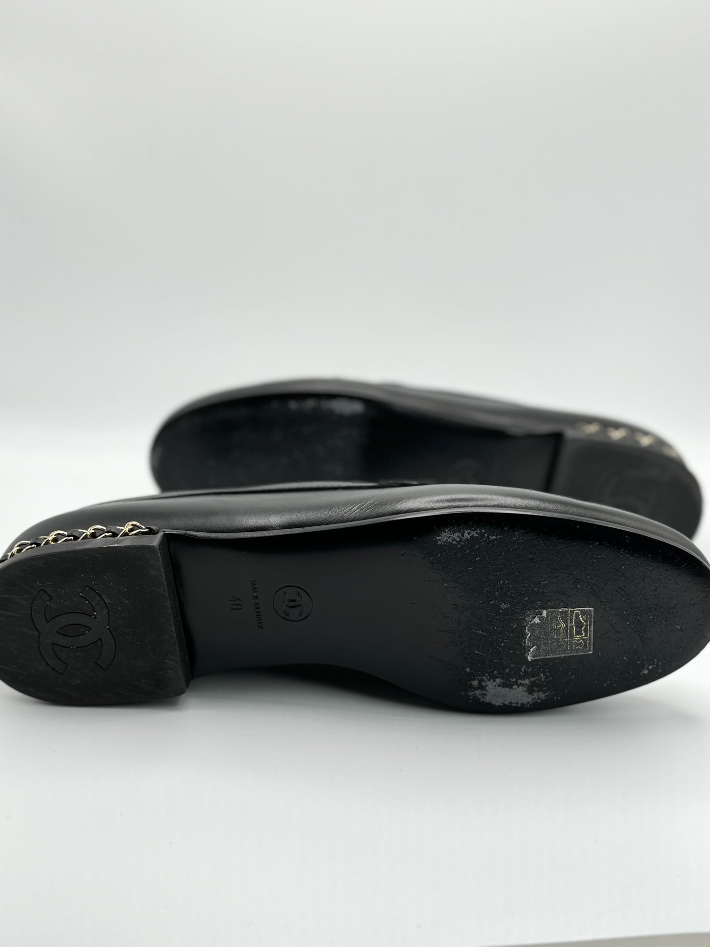 Chanel Calfskin CC Mocassin Loafers 40 Black