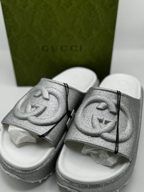 Gucci Platform Glitter Slide Interlocking GG