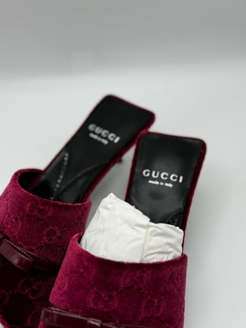 Gucci GG Jacquard Bow Slide Sandals 37