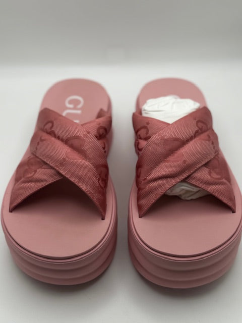 Gucci Pink Platform Slides 38