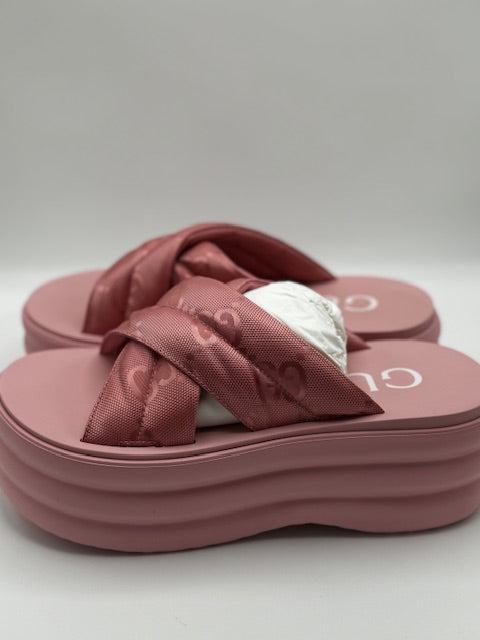 Gucci Pink Platform Slides 38