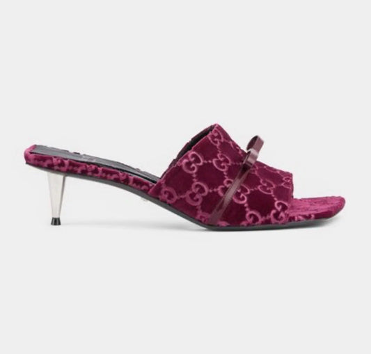 Gucci GG Jacquard Bow Slide Sandals 37