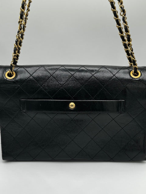 Chanel Chain Stitched Calfskin Flap Bag Medium Black Shoulder bag