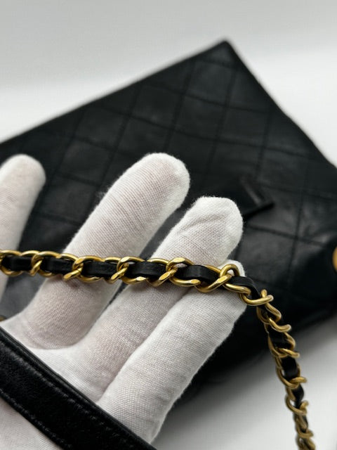 Chanel Chain Stitched Calfskin Flap Bag Medium Black Shoulder bag