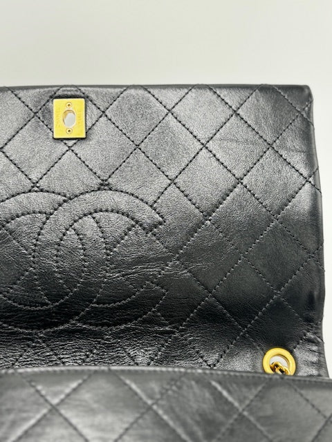 Chanel Chain Stitched Calfskin Flap Bag Medium Black Shoulder bag