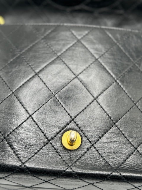 Chanel Chain Stitched Calfskin Flap Bag Medium Black Shoulder bag