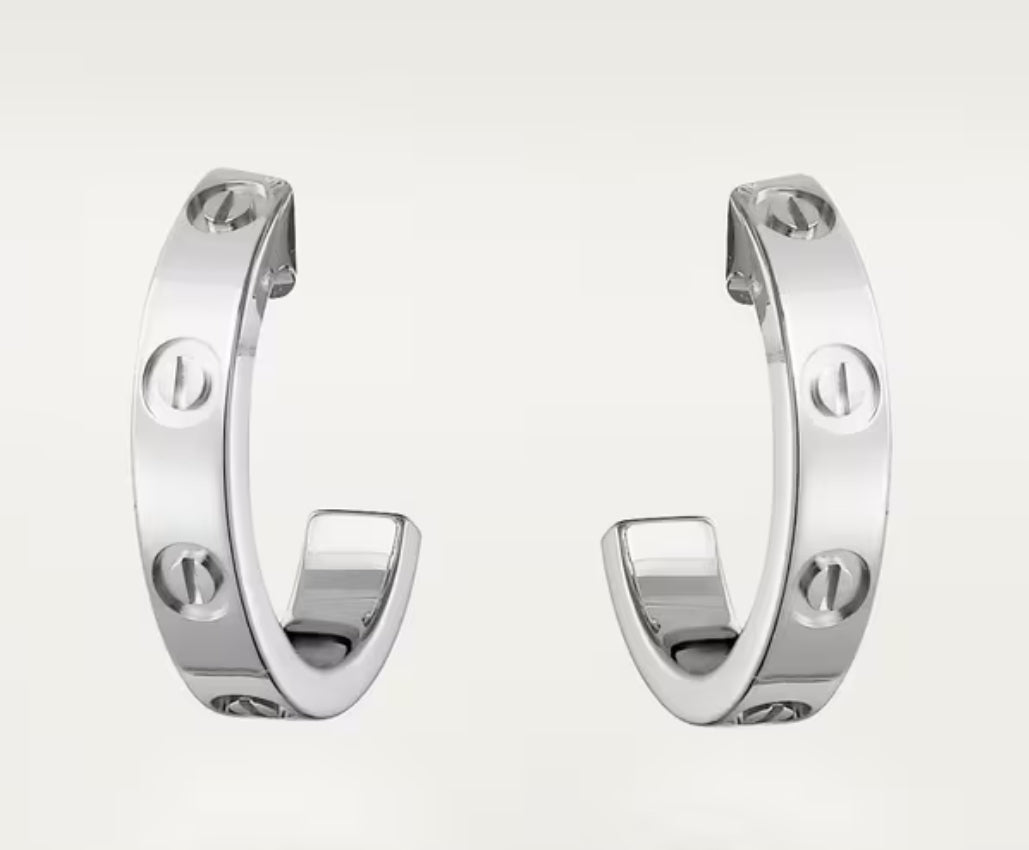 Cartier LOVE hoop earrings, small model white gold